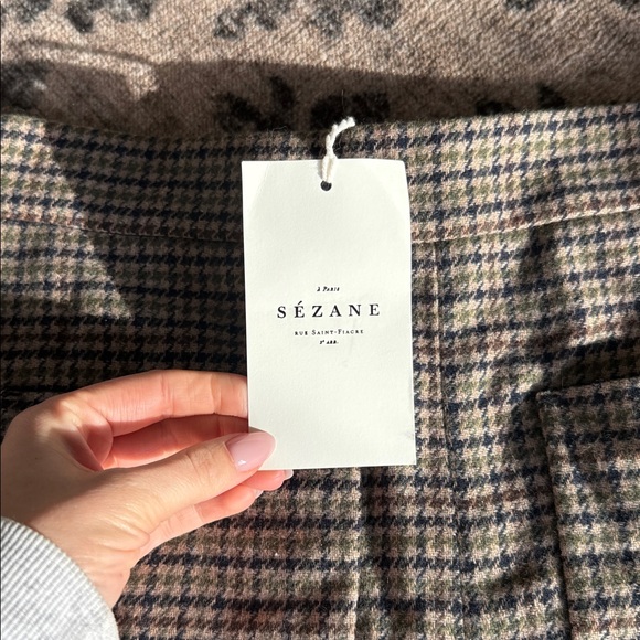 Sezane High Waist Plaid Shorts - Brown and Blue - Picture 3 of 4